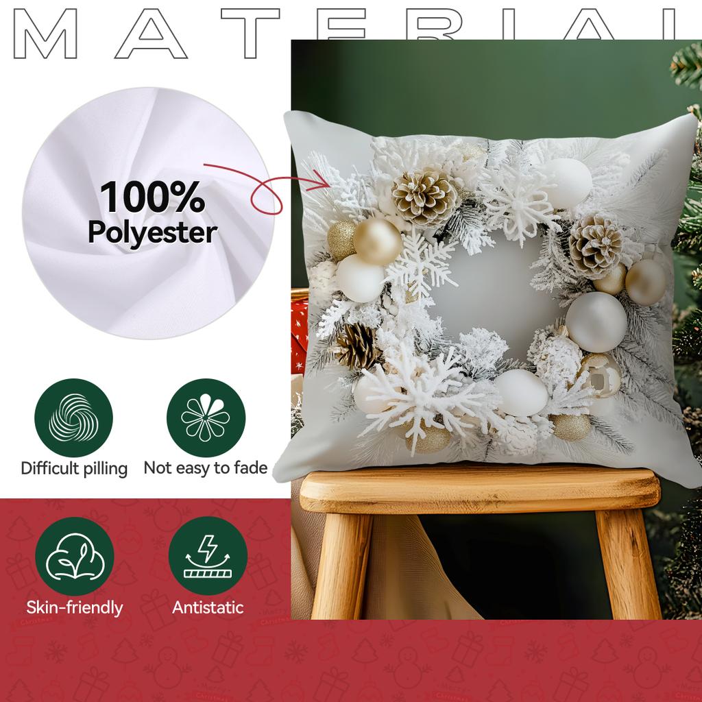 Vintage Christmas Ball Pillowcase Printed Polyester 40/45/50Cm Throw Pillowcover Decorative Sofa Cushion Pillowslip Home Decor
