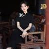 Embroidery black national style new Chinese Suzhou long cheongsam improved young women's high sense can be worn daily in summer
