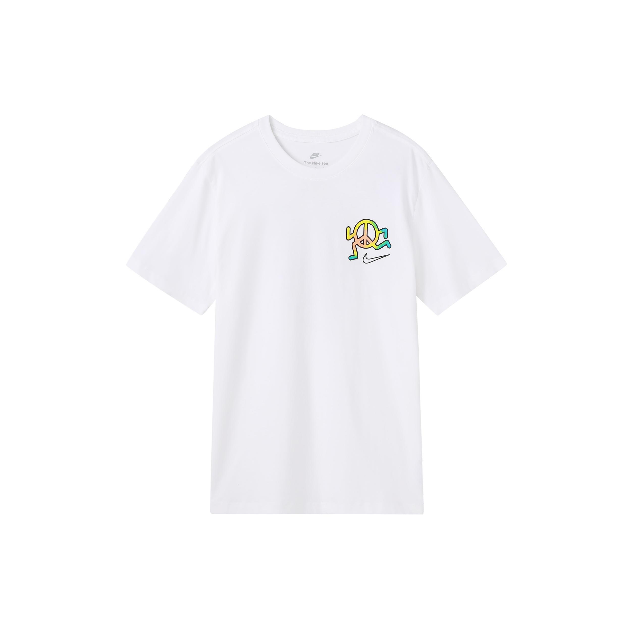Nike Sportswear Back Alphabet Geometry Printing Sports Round Neck Short Sleeve White Men s DQ1079-100 S