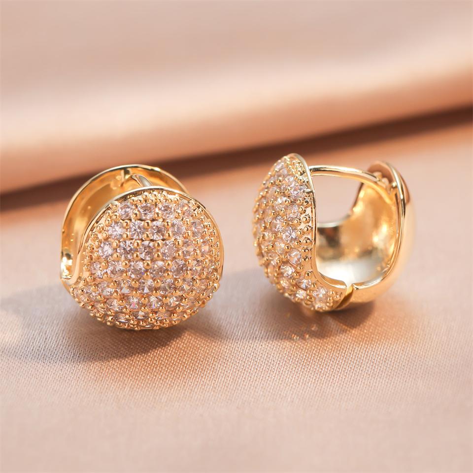 

ZAKOL Блестящие серьги-кольца с микро-сеткой из циркона в форме бобов для женщин, изысканные золотистые, для вечеринок, аксессуары с цирконом