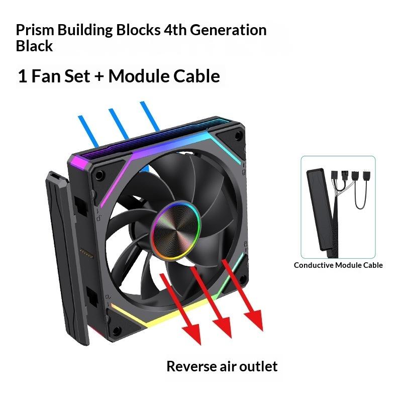 

Вентилятор 3-го покоління Building Block, Призма 4-го покоління, 12 см, Білий, Вентилятор корпусу з захистом від лопатей, ARGB, Бездротове з єднання, Настільний комп ютер