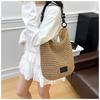 Taschen Damen Retro geflochtene Taschen Fauler Stil große Kapazität ausgehöhlte Strandtaschen Kontrastfarbe Unterarm-Beuteltaschen
