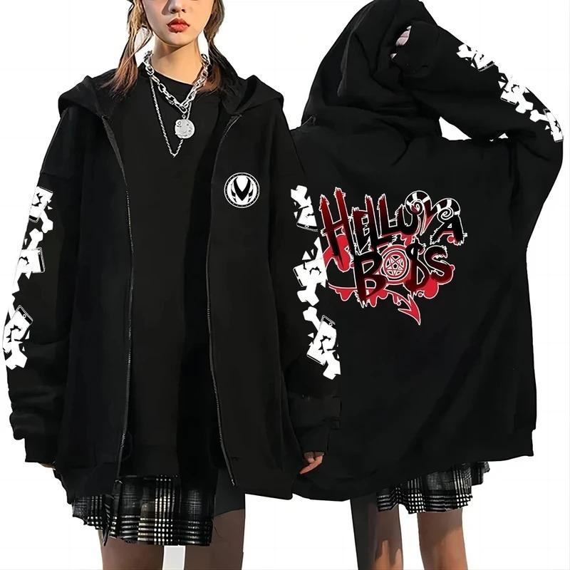 Trendy Anime Hooded Cardigan Unisex Harajuku Style Casual Fashion Long Sleeve Jacket Autumn Winter Zipper