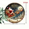 Art Mural Métallique Rond Père Noël Vintage 7,8 Pouces Décor de Maison Jardin Fêtes