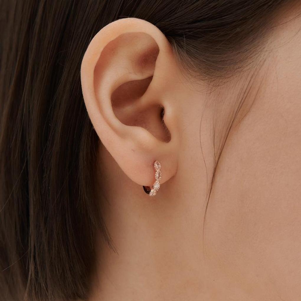 [ELLE Jewelry] 14K GF Cubic Line One-Touch Earrings ELGPEE560