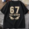 67 Meme T-Shirt für Herren Damen Lustiger Aufdruck Sommer Kurzarm T-Shirt Locker Bequem Oberteile Streetwear Mode Männliche Oberteile
