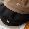 Metal Letters Berets for Women Retro Solid Color Octagonal Newsboy Cap Elegant Female Lady Painter Artist Hats Bonnet