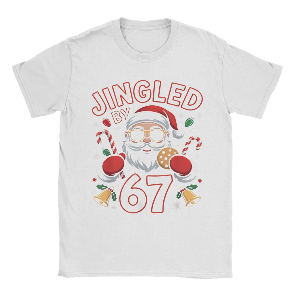 Mens Womens Jingled By 67 Six Seven Brainrot Ugly Christmas Santa  Shirt Pure Cotton New Arrival T-Shirt  Clothing Outfits