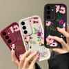 Floral Print TPU Shockproof Phone Case For Samsung S25 Ultra S24 FE S23 Plus A56 A36 A16 A15 A55 A06 Soft Silicone Lens Protection Matte Bumper Cover