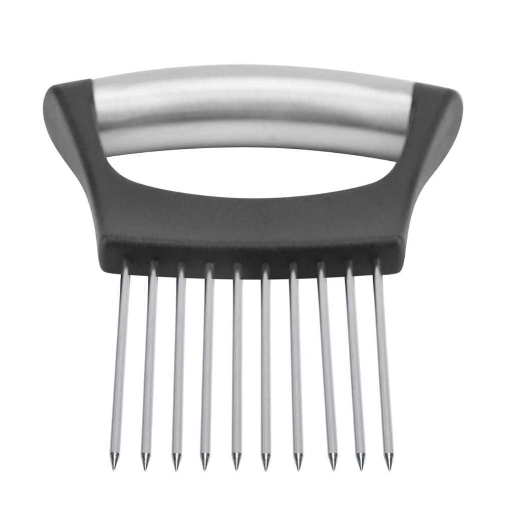 Stainless Steel Onion Holder Fruits Veg Meat Cutter Slicer Peeler Chopper with 10 Prongs