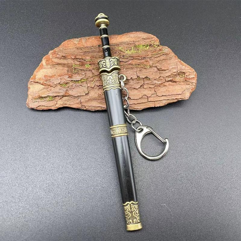 Katana Sword Pendant Keychain Mini cutlery Model with Sheath Toy Knife Metal Anime Key Ring Ornament Purse Charm Accessories