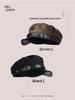 Japońska Vintage Punkowa Miękka Skóra PU Daszkowa Czapka Gazeciarza dla Mężczyzn Kobiet Unisex Na Cały Sezon Casualowa Wojskowa Granatowy Styl Kapelusz