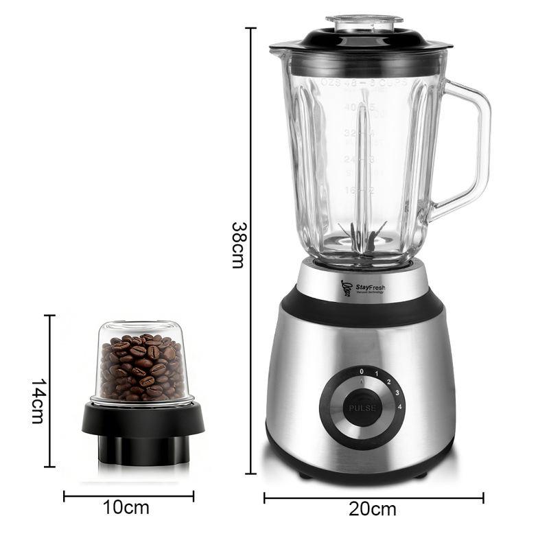 8-in-1 4L High Power Stainless Steel Blender and Mixer with Ice Crusher, Meat Grinder, and Juicer