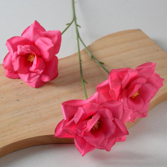 3 Heads Full Blooms Artificial Rose Flower Real Touch Faux Silk Rose Bouquet 25" Long Stem Fake Rose Flowers for Home Kitchen Party Wedding Decor