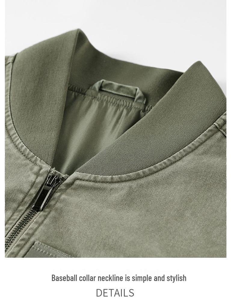 Men's Cotton Flight Jacket - Casual Air Force Baseball Collar Outerwear