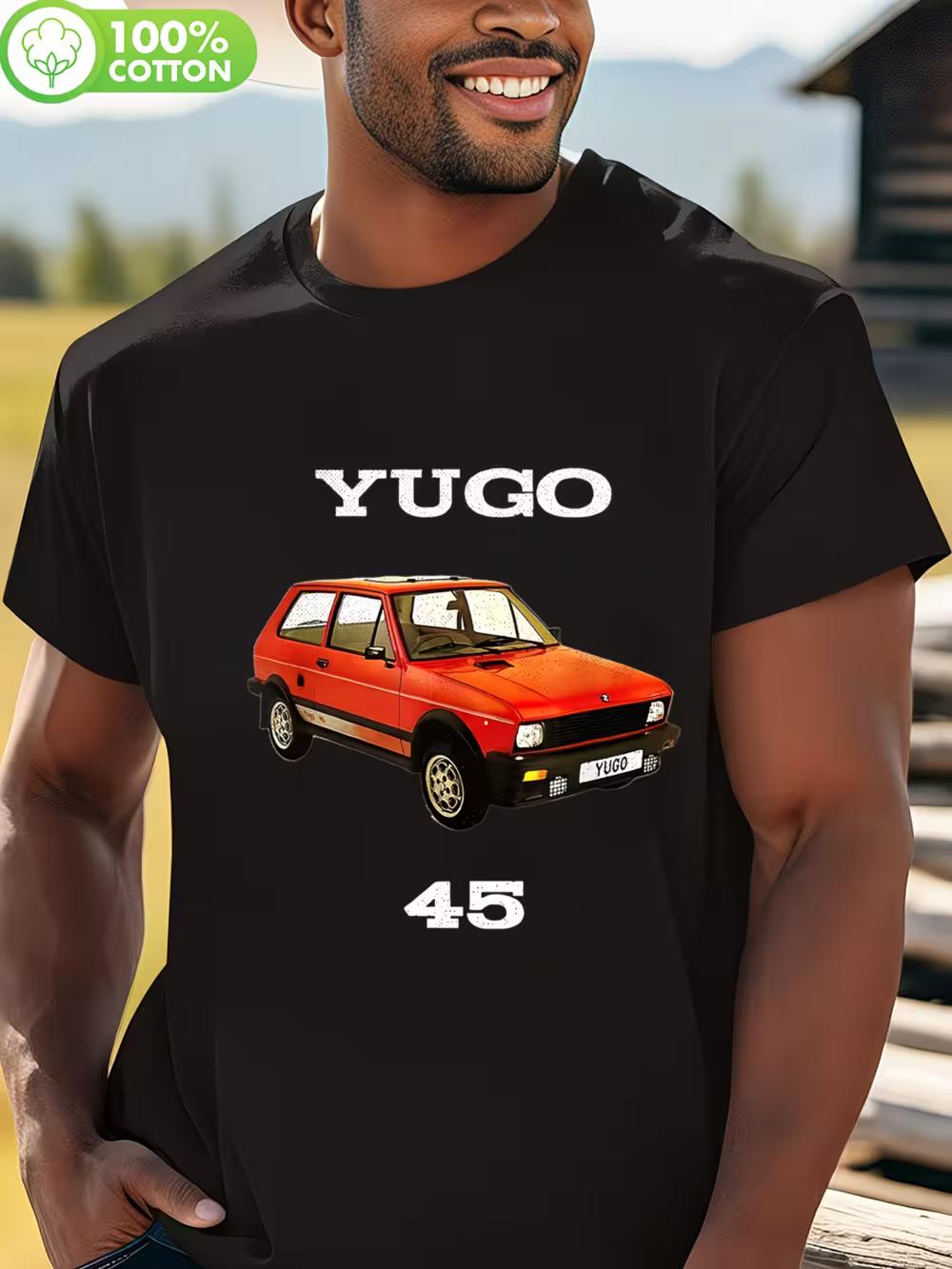 

Men S for Yugo 45 Vintage Car T-Shirt - Retro Red SUV Graphic Tee XXL
