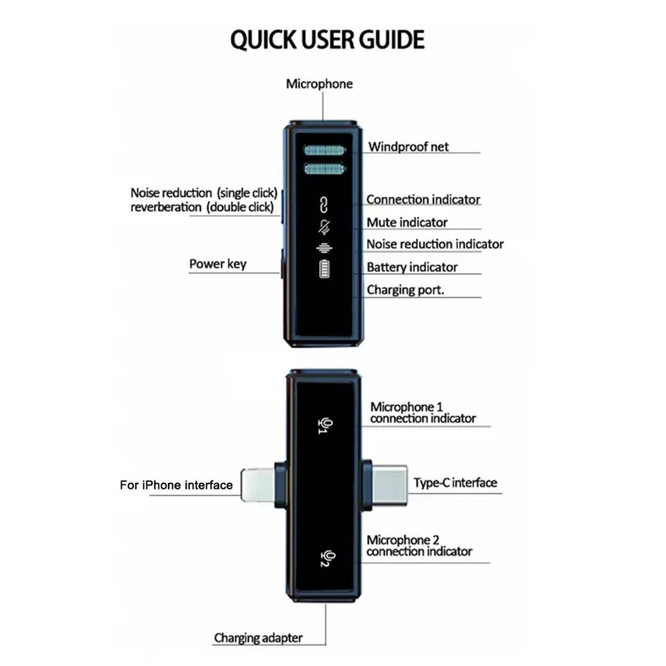 J88 Professional Wireless Lavalier Microphone With Charging Box Portable Noise Reduction Audio Recording For iPhone Android PC