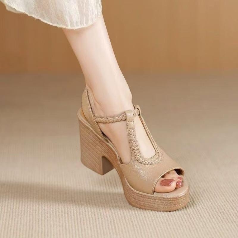 Fashion 2025 Summer New Platform Sandals Women's Super High Heel Platform Skinny Block Heel Fashion Women's Shoes