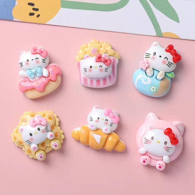 10 Pcs New Kawaii Cartoon Cute Brightnoodles Popcorn Cat Series Flatback Resin Diy Miniatures Scrapbook Decor Craftsa144