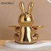  Rabbit Key Storage Ornament Ceramic Material Figurine Ornament Home and Living Room Decoration Item Storage Ornaments