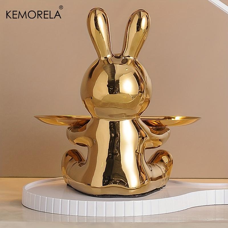  Rabbit Key Storage Ornament Ceramic Material Figurine Ornament Home and Living Room Decoration Item Storage Ornaments