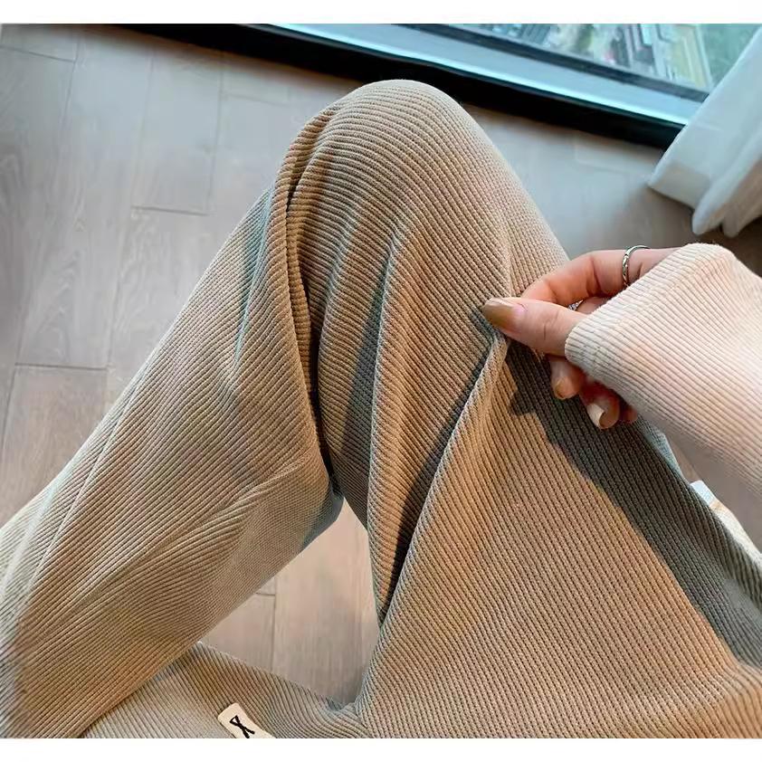 Women's Fleece Wide Leg Pants Winter High Waist Long Pants Loose Casual