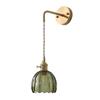 Retro Japanese Copper Amber Glass Wall Lamp - Modern for Bedroom or Entryway.