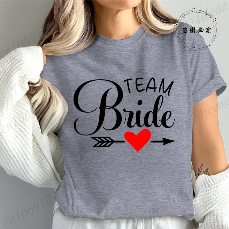New Fashion Team Bride Tee T-Shirt Womens Vintage Wedding Party T-Shirt Funny Bride T-Shirt Tops Women's Tees Streetwear