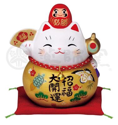 Saido Kiln Ornament Kinpuku Medium Yakushi Kiln Saiyo Hissho Daruma Lucky Cat 7690