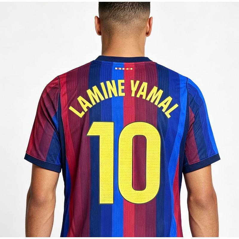 Lamine Yamal Nr:10 Fußball 3D Trikot 2026-2027 Barce Club Herren und Damen Bequemes und atmungsaktives lockeres Y2K Shirt M