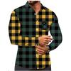 Men's Color Blocking Plaid Trendy Fashion Loose Drop Shoulder Lapel Long Sleeve Shirt