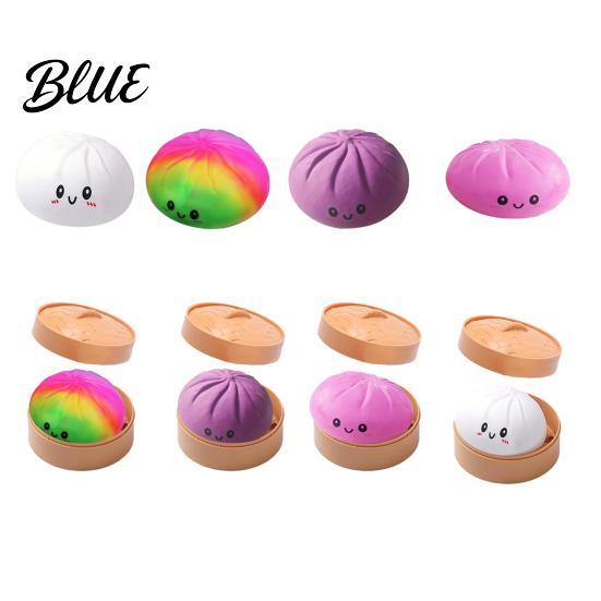 Bun Stress Reliever Smiling Steamed Ball with Steamer Anti-Anxiety Cartoon Dumpling Soft Sensory Toy Squeeze Simulated Dough Fidget