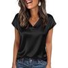 2026 Vår/Sommar Elegant Silke V-ringad Kortärmad Dam T-shirt