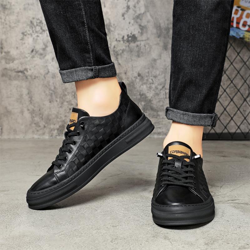 Genuine Leather Skate Shoes Men's Shoes European Station Trend Shoes  Spring and Autumn New Top Layer Cowhide Casual Men's White Shoes