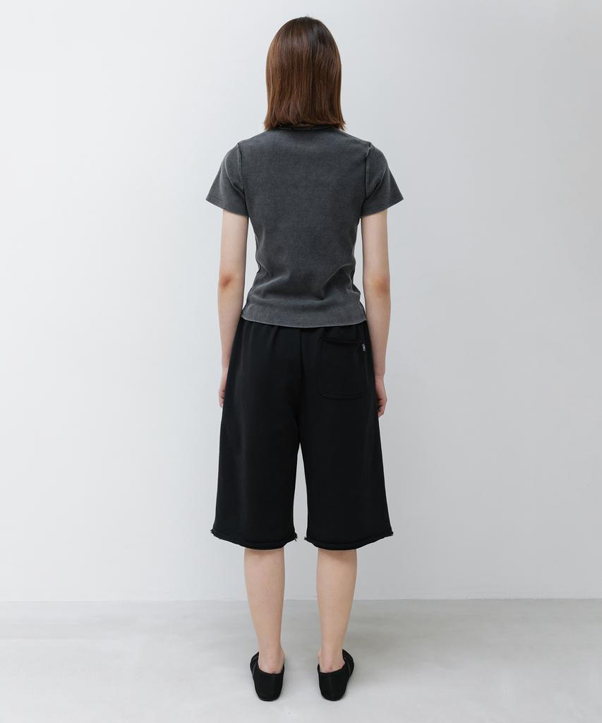 INSILENCE WOMEN Washed Rib Half Sleeve Charcoal