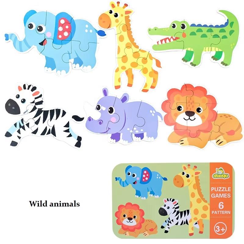 Puzzle in Legno per Bambini Piccoli Giocattoli di Sviluppo Montessori Puzzle Educativi di Animali Giochi da Tavolo per Bambini 1 2 3 Anni