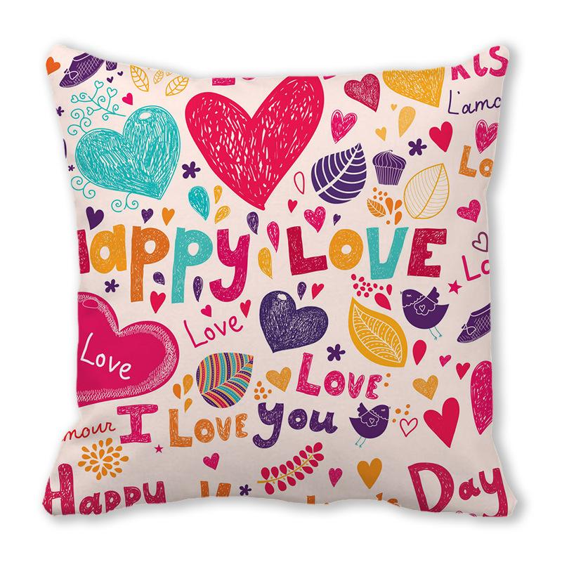 Home Decor Valentine Love Phrases Cushion Cover Decor Pattern Cushion Cover Suitable for Sofa Bedroom Car Pillow Cover