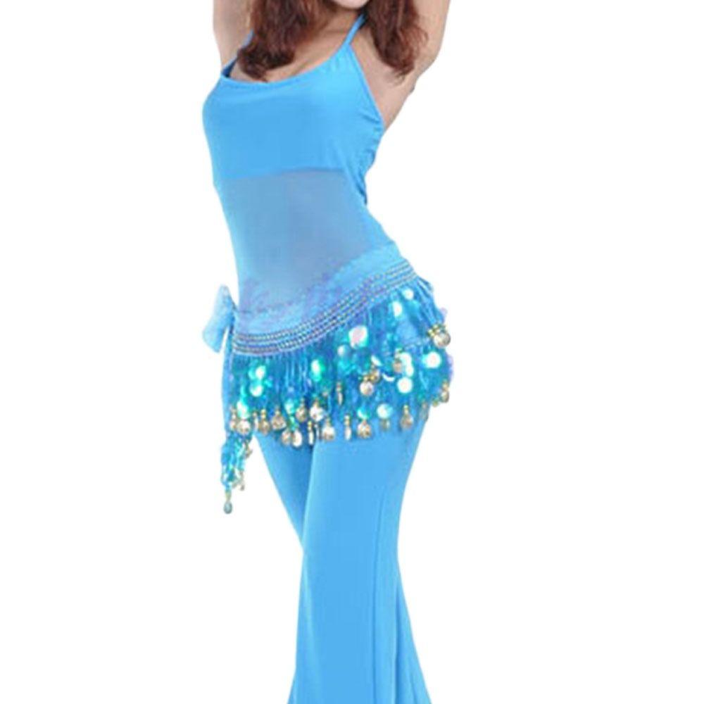 Women Sequins Tassels Waist Chain Dancer Skirt Hip Scarf Belly Dance Belt