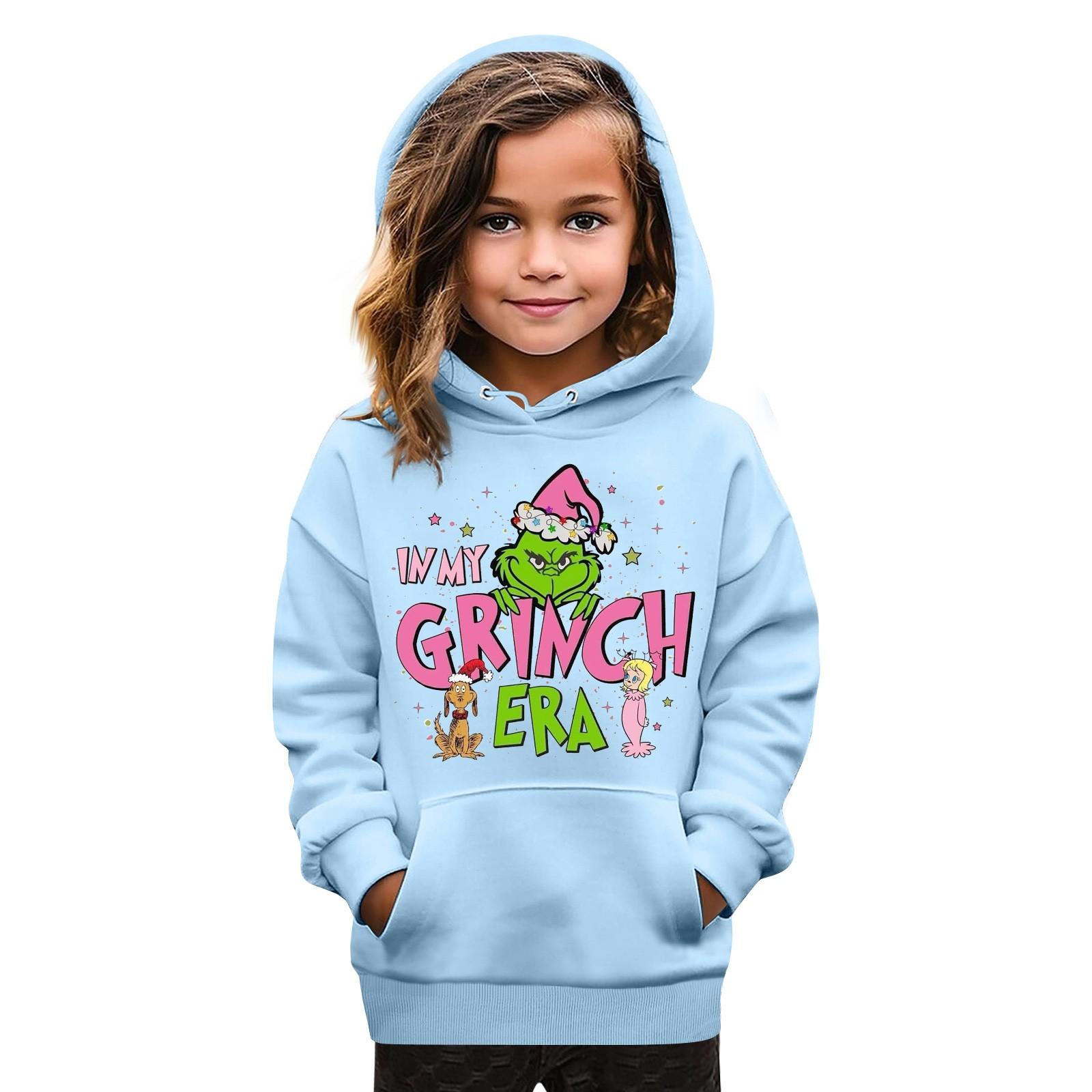 

Kids Green Era Graphic Hoodie Cozy Holiday Sweatshirt for Boys and Girls Festive and Fun Apparel 150 синий