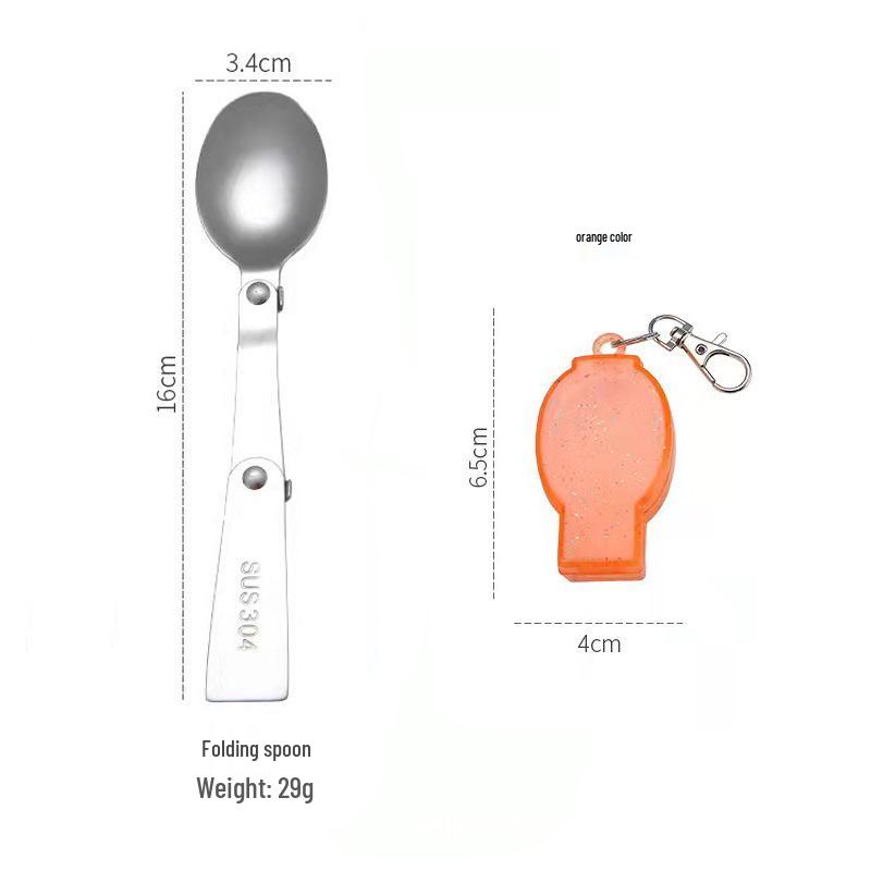 304 Stainless Steel 3-Fold Portable Spoon-Fork for Outdoor Use