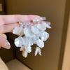 Silver needle French retro flower pearl fringed earrings personality sweet temperament stud earrings women