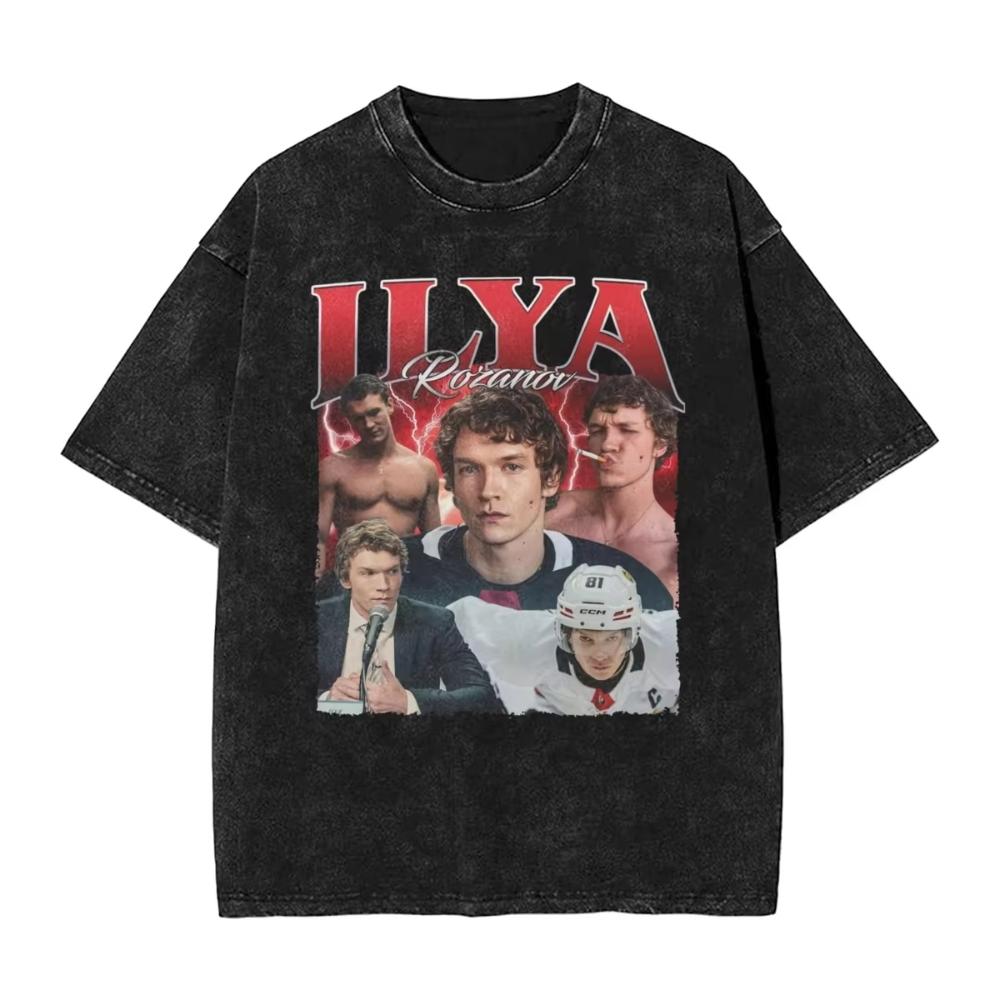 Washed T Shirts Heated Rivalry Ilya Rozanov TShirts Harajuku Connor Storrie Streetwear Cotton Graphic Tops Tops Tees Men Women