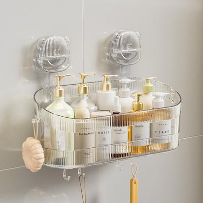 Support de Rangement à Ventouses Salle de Bain Sans Marque Pas Besoin de Percer de Trous Cosmétiques Lavabo Boîte de Rangement Murale