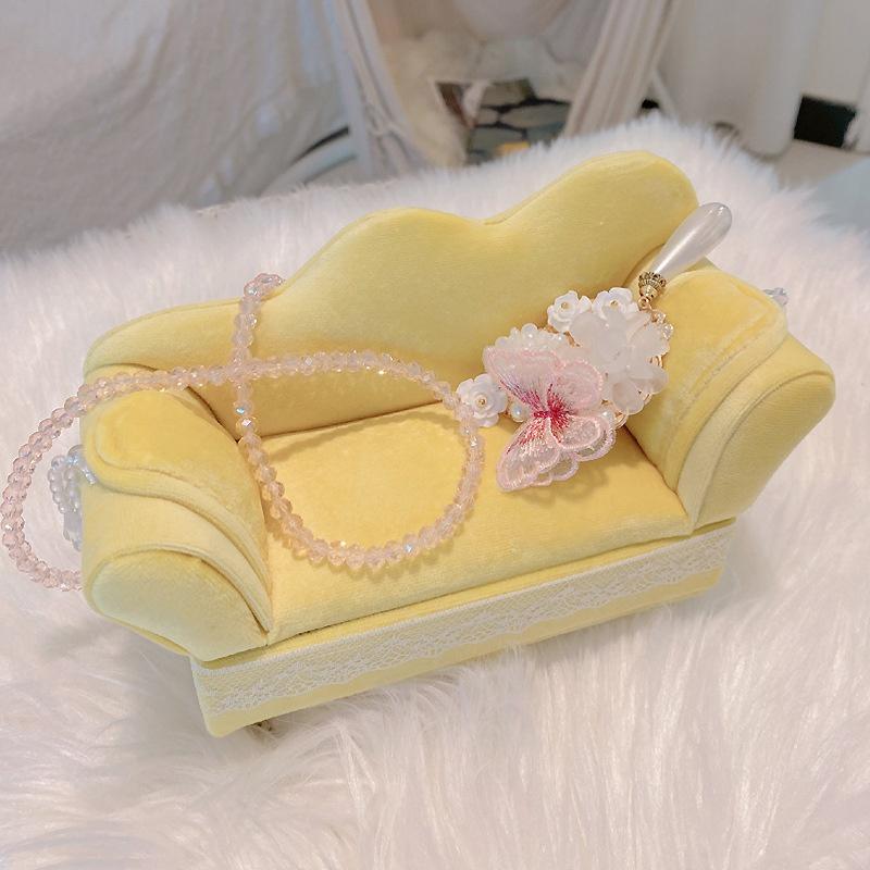 

Изысканная Миниатюрная Мебель для Демонстрации Ювелирных Изделий в Европейском Стиле, Жемчужный Фланелевый Ювелирный Бокс, Туалетный Столик, Коробка для Хранения Серег, Новинка F-(Chaise longue)