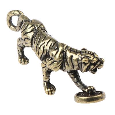 Brass Tiger Statue Ornament Chinese Zodiac Tiger Office Desk Decoration Pendant