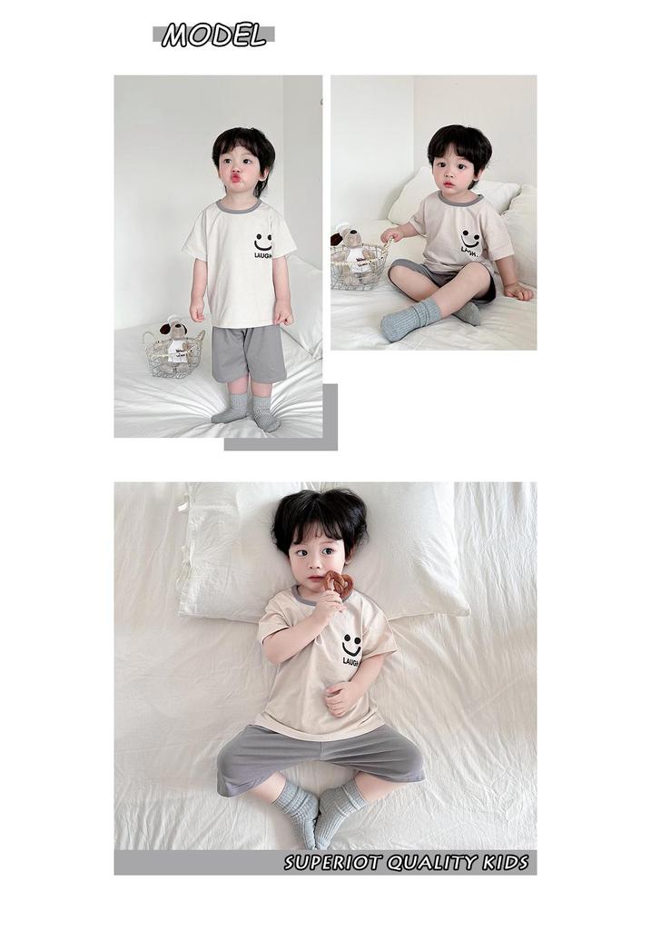 Girls' Summer Cotton Pajama Set - Breathable Cartoon Shorts and Round Neck Top
