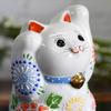 Cute Kutani Ware Figurine from Waza No Featuring a Beckoning Cat In a Flower Garden A Perfect Gift for Store and 88th Maneki-neko Kura, Raised-arm