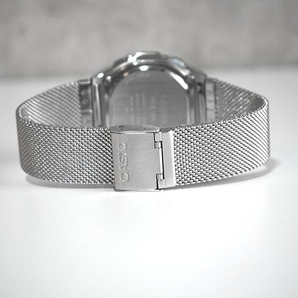 CASIO Standard Vintage Premium Watch for and Black and Shell and Mesh Overseas A1000M-1B Women, Kids, Boys, Girls. Analog, Silver, Design. Model.