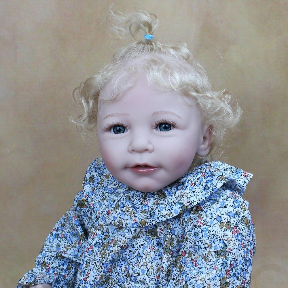BZDOLL 55 CM měkké silikonové znovuzrozené miminko se zakořeněnými blond vlásky holčičí panenka hračka realistické látkové tělo realistické 22 palcová princezna batole Bebe
