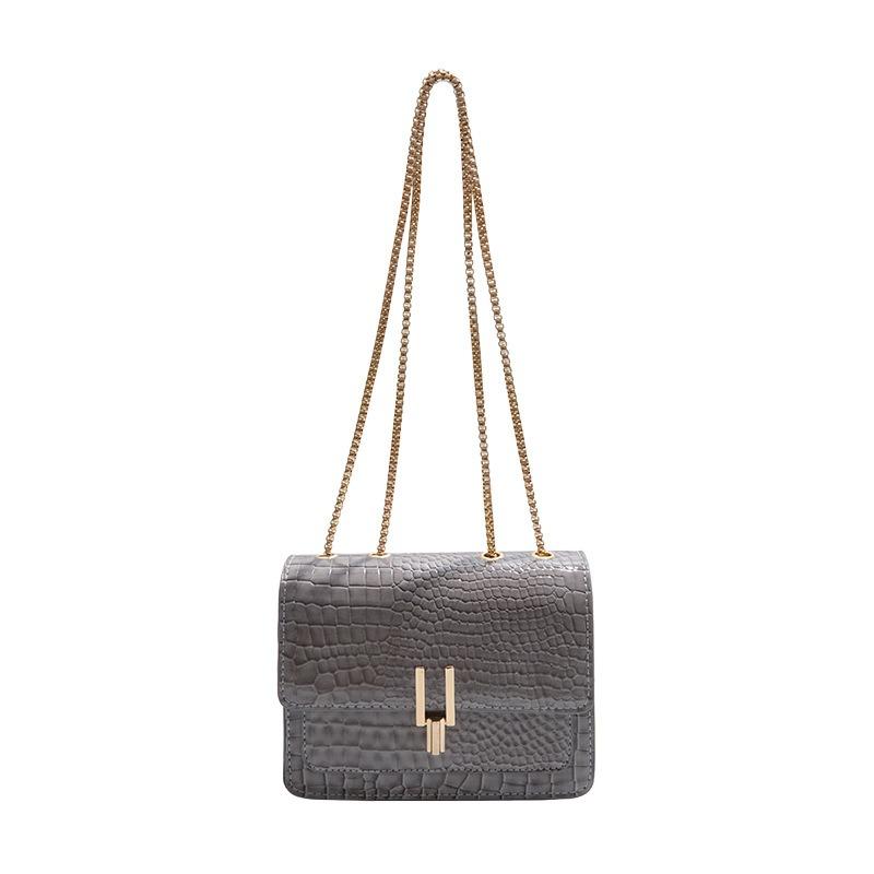 High-end Niche Bag Women's New Fashionable Red Shoulder Bag Crocodile Pattern Chain Crossbody Small Square Bag